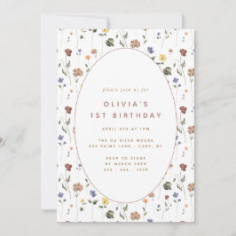 Convites Boho Floral Wildflower Birthday |