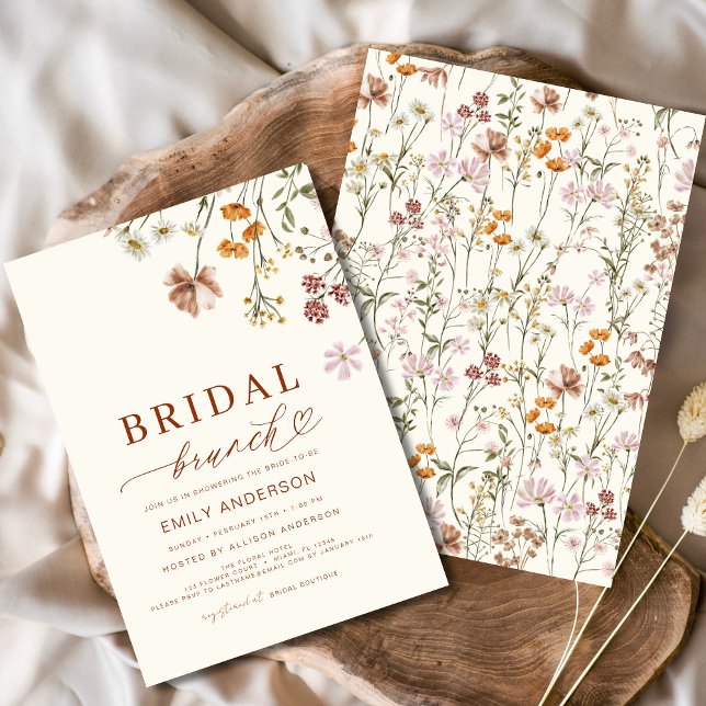 Convites Boho Floral Wildflower Terracotta Bridal Brunch (Criador carregado)
