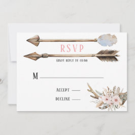 Convites Boho Florals & Deer Antlers Arrows Casando RSVP