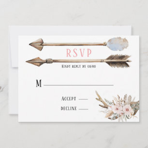 Convites Boho Florals & Deer Antlers Arrows Casando RSVP