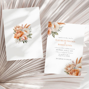 Convites Boho Flores de Coral Casamento de Verão
