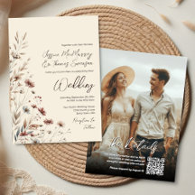 Boho Flores Silvestres & Código QR de Foto Moderno