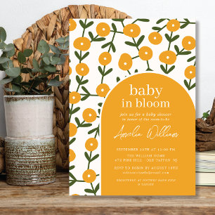 Convites Boho Flowers Baby In Bloom Chá Invitation