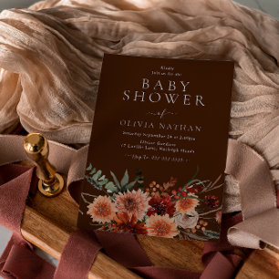 Convites Boho Flowers Cai no Chá de fraldas do outono