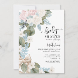 Convites Boho Flowers Chá de fraldas de Aquarela de inverno