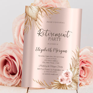 Convites Boho Flowers Pampas Rosa do Partido da Reforma Dou