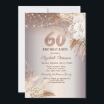 Convites Boho Flowers,String Lights Glitter 60th Birthday<br><div class="desc">Um convite moderno,  chico e glamouroso com luzes de cordas elegantes,  e flores boho.</div>