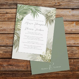 Convites Boho Foliage Watercolor Folm Palm Tropical