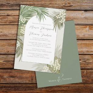 Convites Boho Foliage Watercolor Folm Palm Tropical