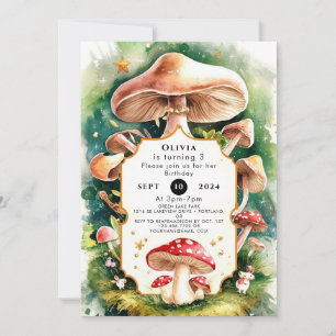 Convites Boho Forest Mushroom Birthday