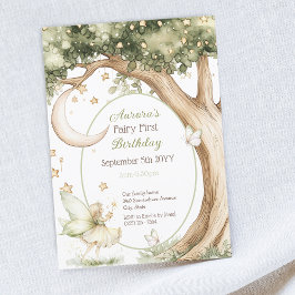 Convites Boho Forest Watercolor Fairy First aniversário