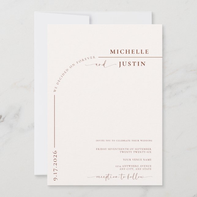 Convites Boho Foto | Casamento com Letra de Caligrafia Mini (Frente)