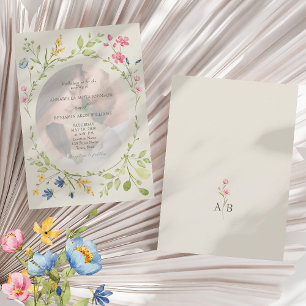 Convites Boho Foto Casamento Marfim Flor Silvestre