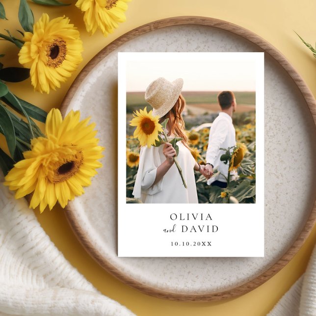 Convites Boho Foto Casamento Moderno Minimalista (Criador carregado)