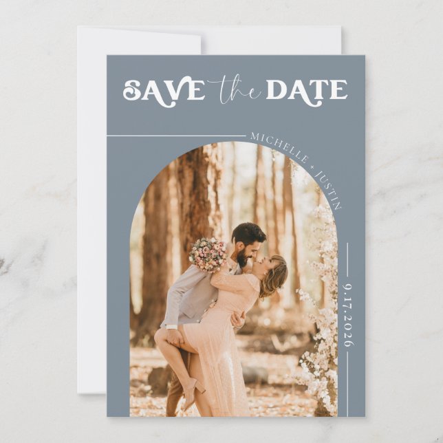 Convites Boho Foto | Moderno Salve a Data  (Frente)