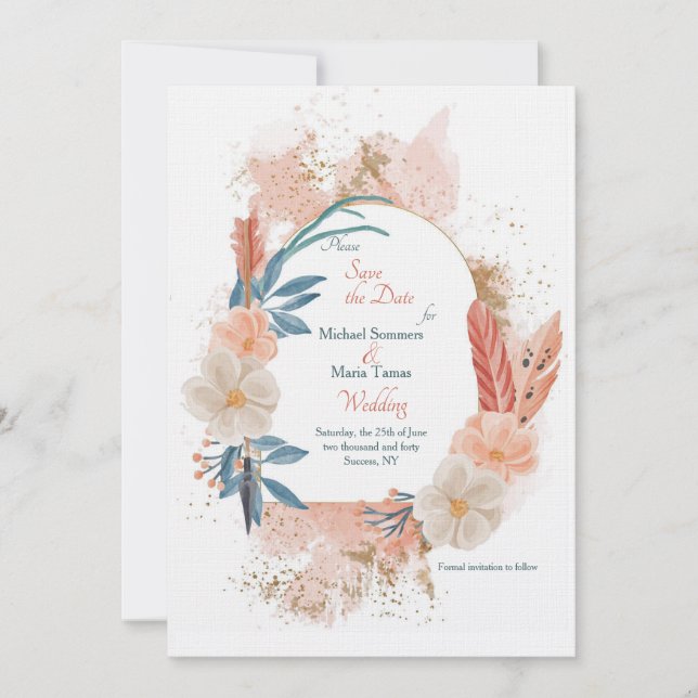 Convites Boho Frame Save The Date Card (Frente)