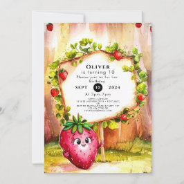 Convites Boho Fruta Strawberry Aniversário