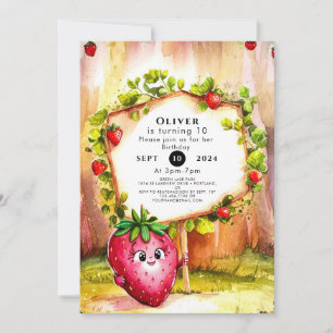 Convites Boho Fruta Strawberry Aniversário
