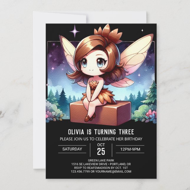 Convites Boho Fun Fairy Birthday (Frente)
