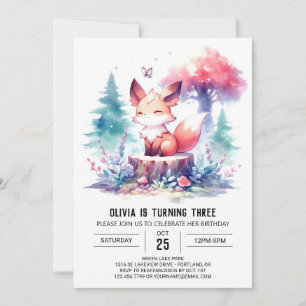 Convites Boho Fun Fox Birthday digital