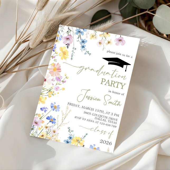 Convites Boho Garden Photo Graduation Invite 2026 (Criador carregado)