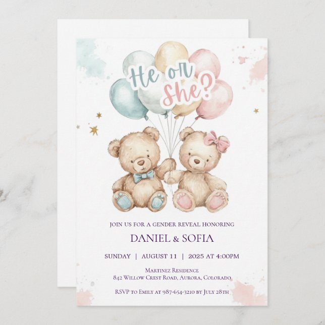 Convites Boho Gender Reveal Invitation Neutral Baby (Frente/Verso)