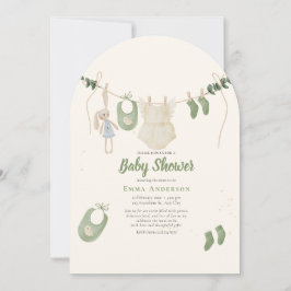 Convites Boho Gênero Vintage Neutral Chá Russo para Bebês