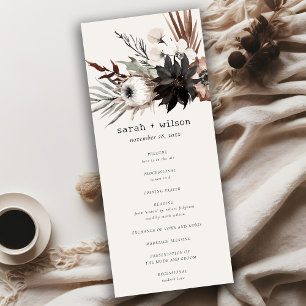 Convites Boho Gothic Rust Black Botanical Weding Program