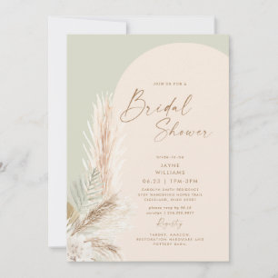 Convites Boho Grama das Pampas Dourado Geométrico Noiva Sál