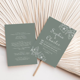 Convites Boho Green Destino Frente Floral Casamento Traseir