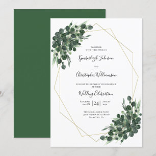Convites Boho Green Watercolor Eucalyptus Casamento Geomét