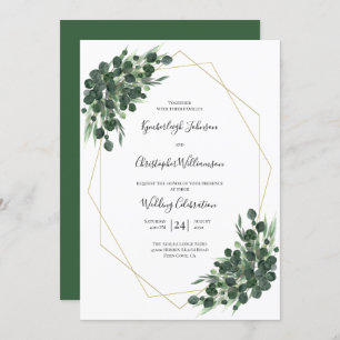 Convites Boho Green Watercolor Eucalyptus Casamento Geométr