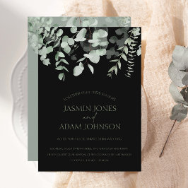 Convites Boho Greenery Black Eucalyptus Invitation
