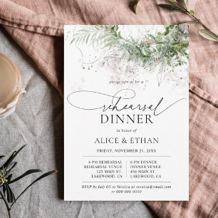 Convites Boho Greenery deixa Janto de ensaio de script