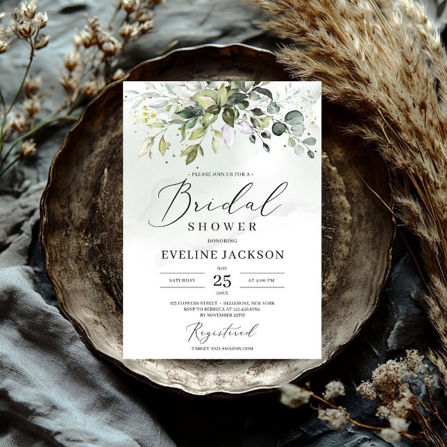 Convites Boho Greenery e Chá de panela Dourado (Boho Greenery and Gold Bridal Shower Invitation)