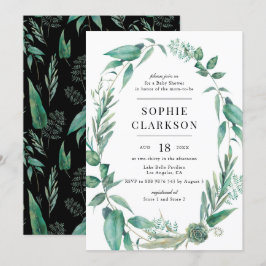 Convites Boho Greenery e Succulents Wreath Chá de fraldas