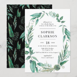 Convites Boho Greenery e Succulents Wreath Chá de panela