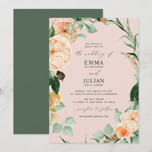 Convites Boho Greenery Elegante Blush Casamento Rosa Botâni