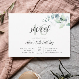 Convites Boho Greenery Eucalyptus Sweet 16