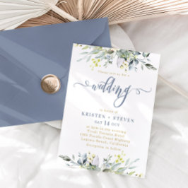 Convites Boho Greenery Eucalyptus Wedding Dusty Blue