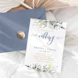 Convites Boho Greenery Eucalyptus Wedding Dusty Blue