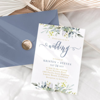 Convites Boho Greenery Eucalyptus Wedding Dusty Blue