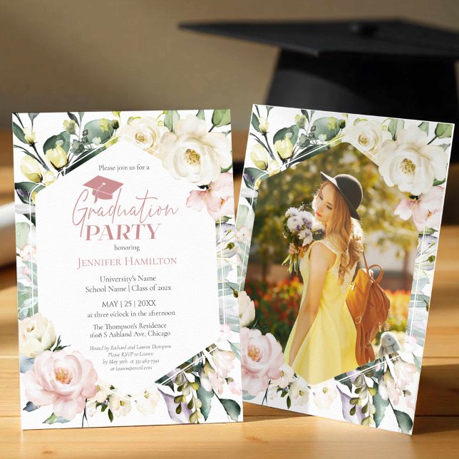Convites Boho Greenery Foto de Frame Floral Festa de format (Criador carregado)
