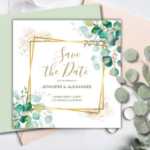 Boho Greenery Geométrico Square Salve a Data