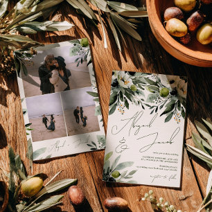 Convites Boho Greenery Olive Watercolor 3 Foto Casamento