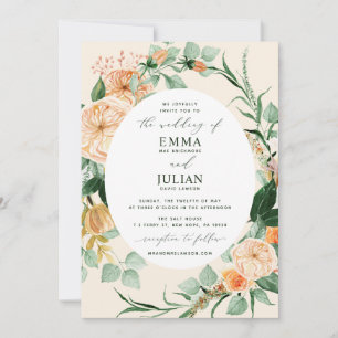 Convites Boho Greenery Peach Bloom Floral Casamento