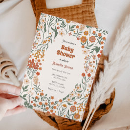 Convites Boho Groovy Meadow Wildflower Chá de fraldas