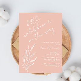 Convites Boho Hand-drawn Wildflower Blush Pink Baby Shower