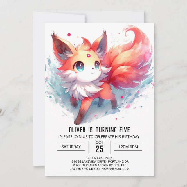 Convites Boho Happy Fox Birthday (Frente)