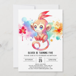 Convites Boho Happy Monkey Birthday
